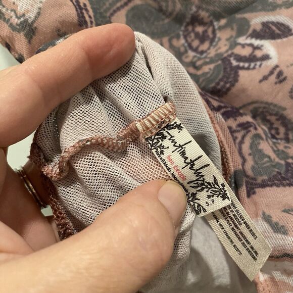 Intimately Free People Top XS Pink Freesia Paisley Mesh Bodysuit Coquette - Picture 4 of 13